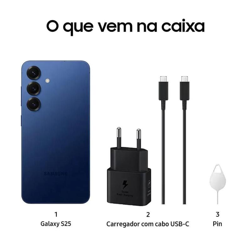 Celular Samsung Galaxy S25 5G, 256GB, 12GB RAM, Câmera Tripla de